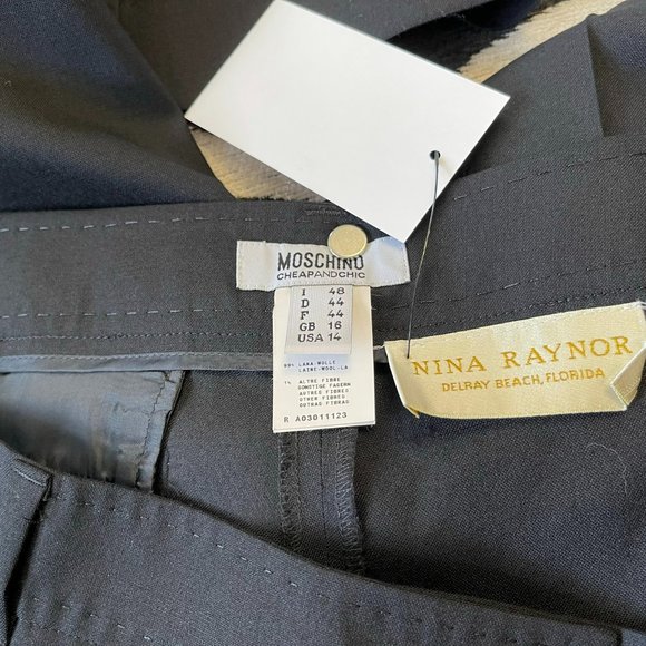 NINA RAYNOR Black Wool Blend Straight Leg Flat Front Dress Pant - Picture 10 of 12